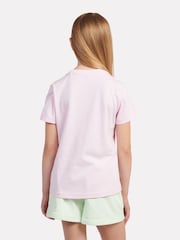 New Balance Light Pink Girls 100% Cotton Stacked Logo T-Shirt - Image 3 of 7