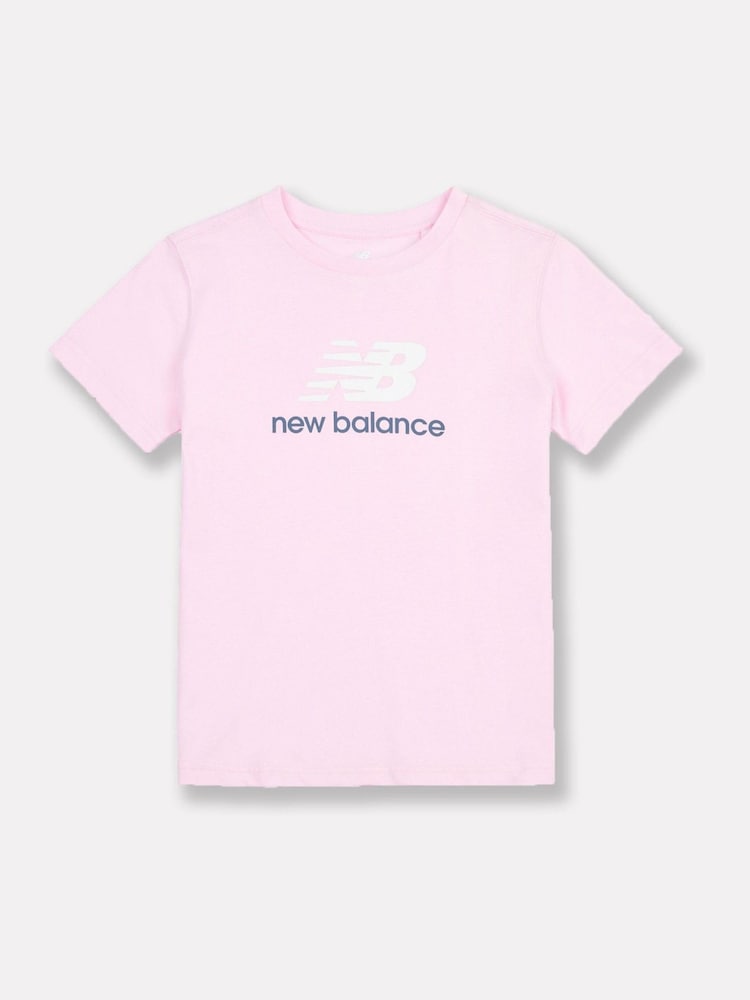 New Balance Light Pink Girls Stacked Logo T-Shirt - Image 5 of 7