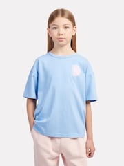 New Balance Blue Kids Hoops Court Graphic 100% Cotton T-Shirt - Image 1 of 7