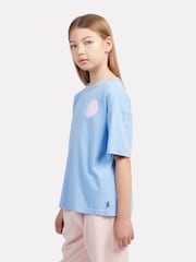 New Balance Blue Kids Hoops Court Graphic 100% Cotton T-Shirt - Image 3 of 7