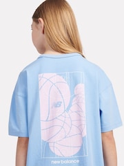 New Balance Blue Kids Hoops Court Graphic 100% Cotton T-Shirt - Image 6 of 7