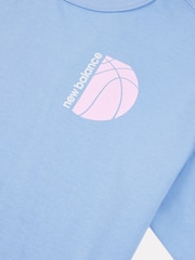 New Balance Blue Kids Hoops Court Graphic 100% Cotton T-Shirt - Image 7 of 7