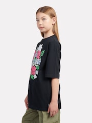 New Balance Black Kids Stacked Floral Graphic 100% Cotton T-Shirt - Image 2 of 9