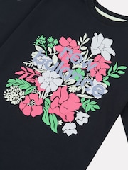 New Balance Black Kids Stacked Floral Graphic 100% Cotton T-Shirt - Image 9 of 9