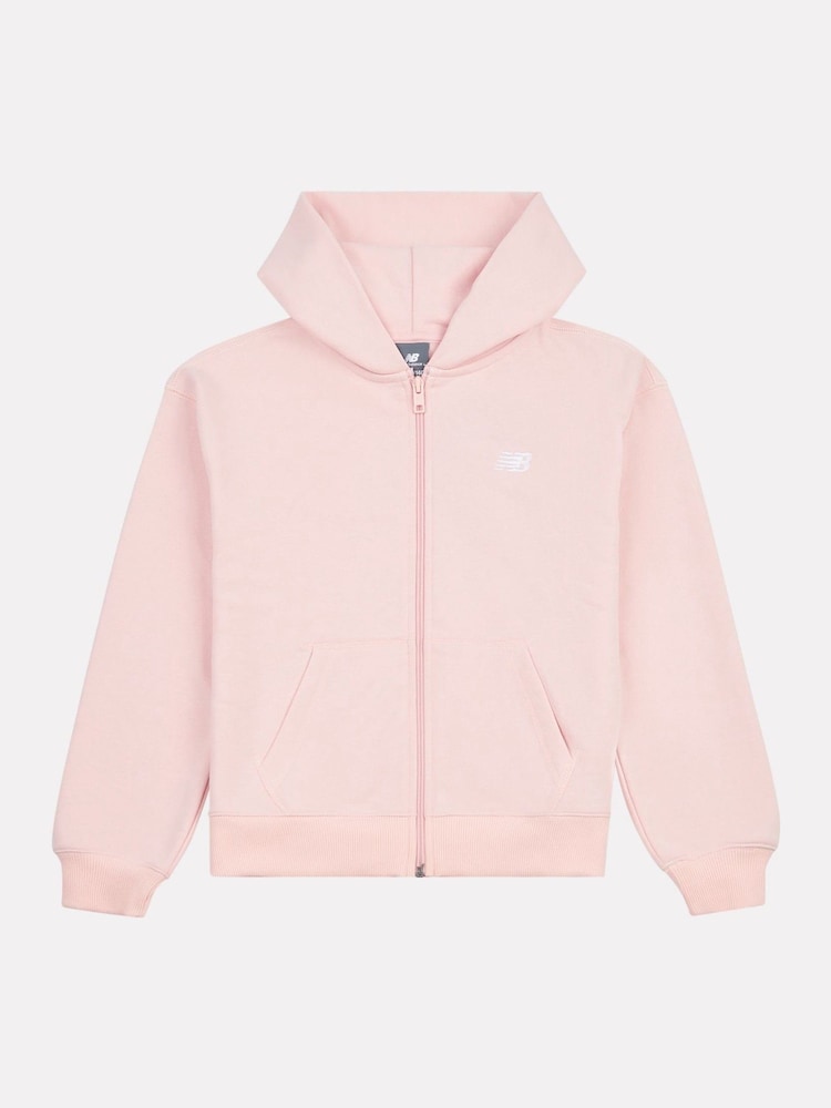 Roze/wit - New Balance Kids French Terry Small Logo Hoodie - Image 6 of 8