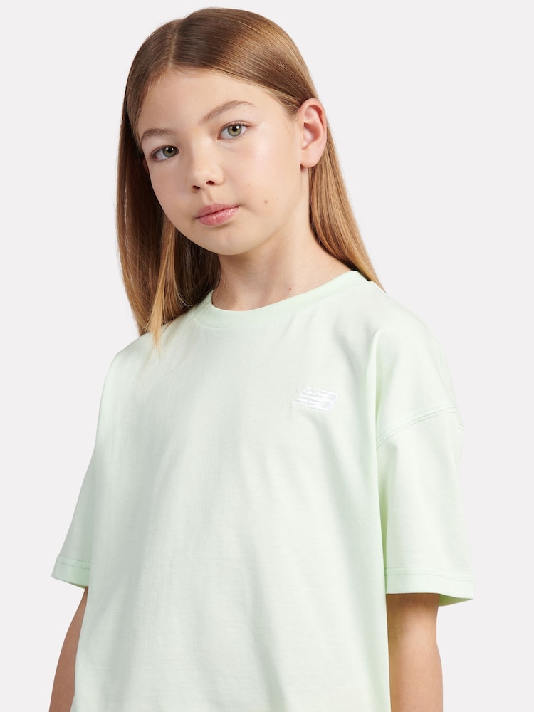 New Balance light green Small Girls Logo 100% Cotton T-Shirt - Image 3 of 7