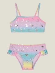 Angels By Accessorize Pink Girls Ombre Foil Print Bikini Set - Image 2 of 4