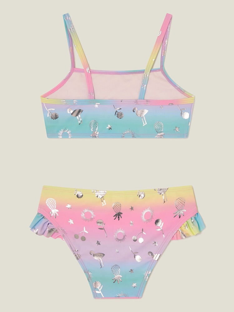 Angels By Accessorize Pink Girls Ombre Foil Print Bikini Set - Image 3 of 4