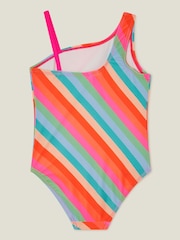 Angels By Accessorize Pink/Blue Girls Stripe Swimsuit - Image 1 of 1