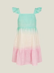 Angels By Accessorize Blue Girls Ombre Tiered 100% Cotton Sun Dress - Image 2 of 4