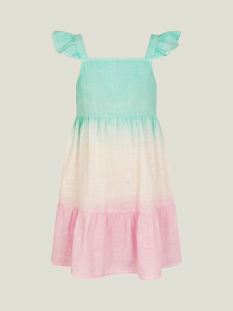 Angels By Accessorize Blue Girls Ombre Tiered 100% Cotton Sun Dress - Image 2 of 4