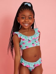 Angels By Accessorize Blue Girls Strawberry Bikini Set - Image 1 of 4