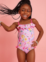 Angels By Accessorize Pink Girls Sunbeam Print Swimsuit - Image 1 of 4
