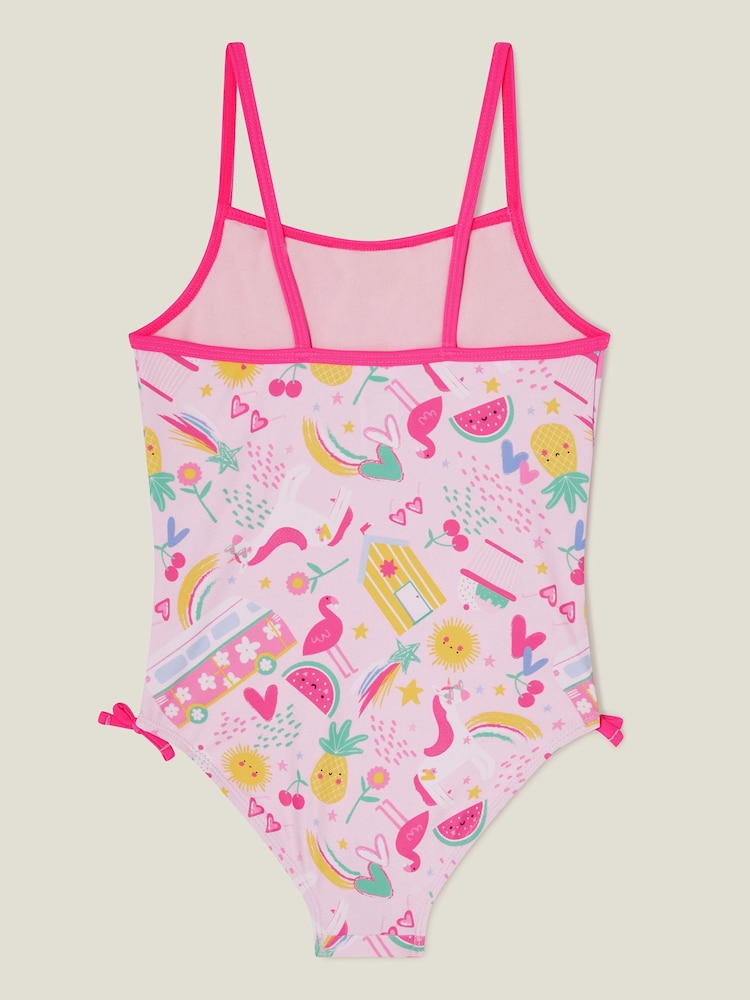 Angels By Accessorize Pink Girls Sunbeam Print Swimsuit - Image 3 of 4