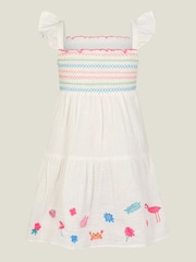Angels By Accessorize White Girls 100% Cotton Floral Embroidered Dress - Image 2 of 3