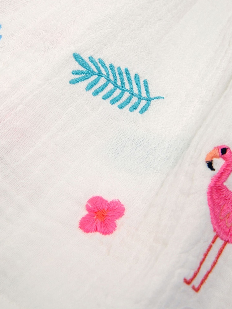 Angels By Accessorize White Girls 100% Cotton Floral Embroidered Dress - Image 3 of 3