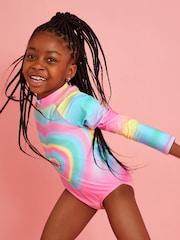Angels By Accessorize Pink Girls Heart Long Sleeve Swimsuit - Image 1 of 4