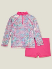 Angels By Accessorize Pink Girls Mermaid Rash Vest Swim Set - Image 2 of 3