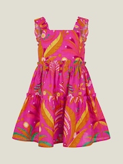 Angels By Accessorize Pink Girls Ornamental Leaf Print Dress - Image 1 of 3