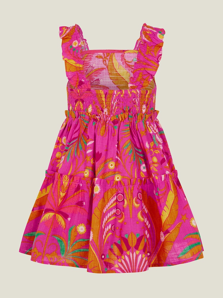 Angels By Accessorize Pink Girls Ornamental Leaf Print Dress - Image 2 of 3