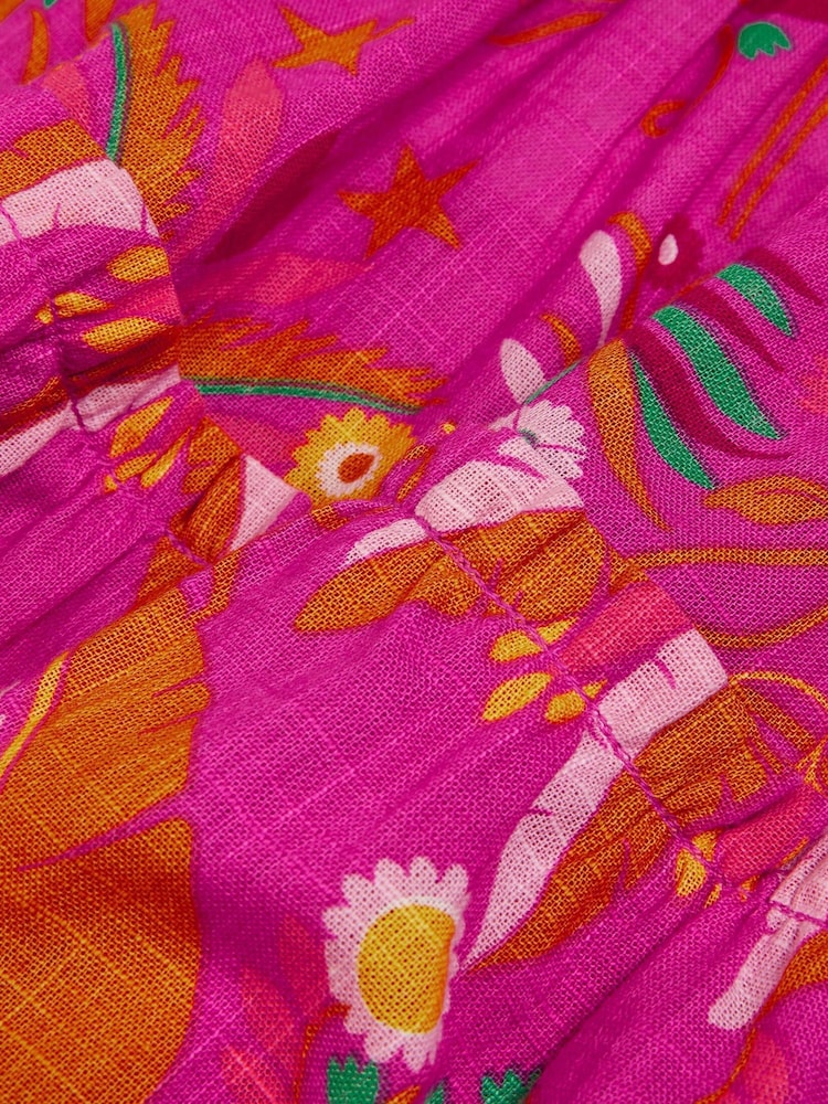 Angels By Accessorize Pink Girls Ornamental Leaf Print Dress - Image 3 of 3