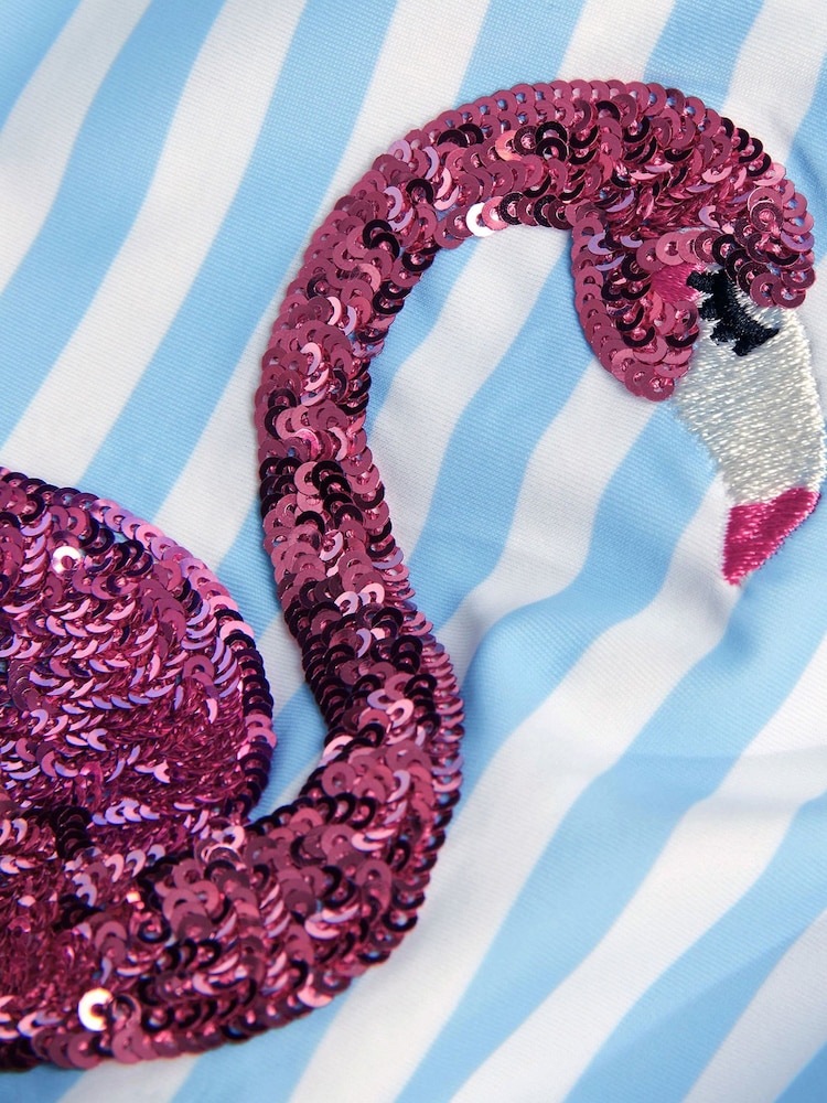 Angels By Accessorize Blue Girls Flamingo Embellished Swimsuit - Image 4 of 4