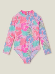 Angels By Accessorize Girls Tropical Long Sleeve Swimsuit - Imagen 1 de 2