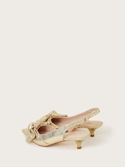 Monsoon Gold Bronte Metallic Bow Slingback Kitten Heels - Image 5 of 5