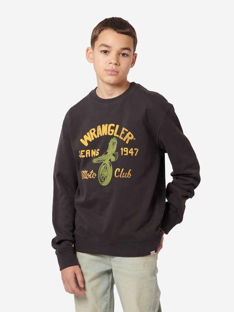 Wrangler Black Boys Moto Club Crew Sweatshirt - Image 1 of 5