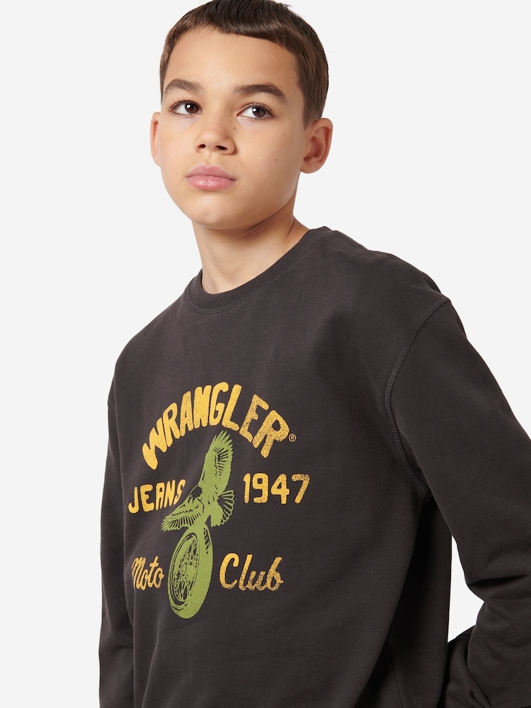 Wrangler Black Boys Moto Club Crew Sweatshirt - Image 5 of 5