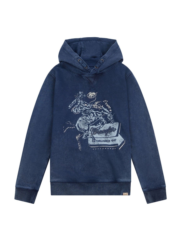 Wrangler Blue Boys Rope Wrangler 100% Cotton Hoodie - Image 1 of 3