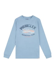 Wrangler Blue Boys Racer Long-Sleeve 100% Cotton T-Shirt - Image 1 of 3