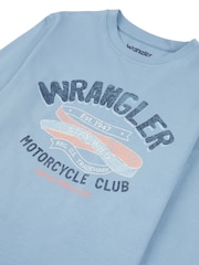 Wrangler Blue Boys Racer Long-Sleeve 100% Cotton T-Shirt - Image 3 of 3