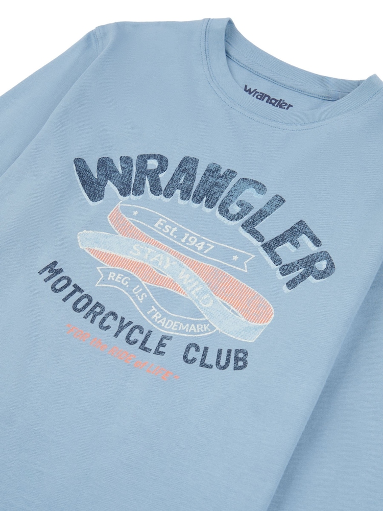 Wrangler Blue Boys Racer Long-Sleeve 100% Cotton T-Shirt - Image 3 of 3