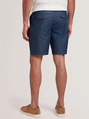Ted Baker Blue Murley Cotton Linen Pleated Shorts - Image 4 of 6