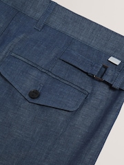 Ted Baker Blue Murley Cotton Linen Pleated Shorts - Image 6 of 6