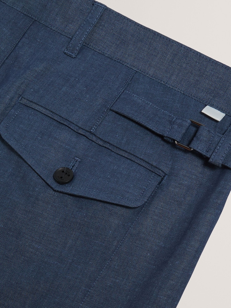 Ted Baker Blue Murley Cotton Linen Pleated Shorts - Image 6 of 6