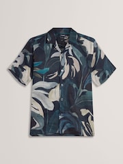Ted Baker Black Relaxed Fit Rognski Tropical Floral Shirt - Image 5 of 6