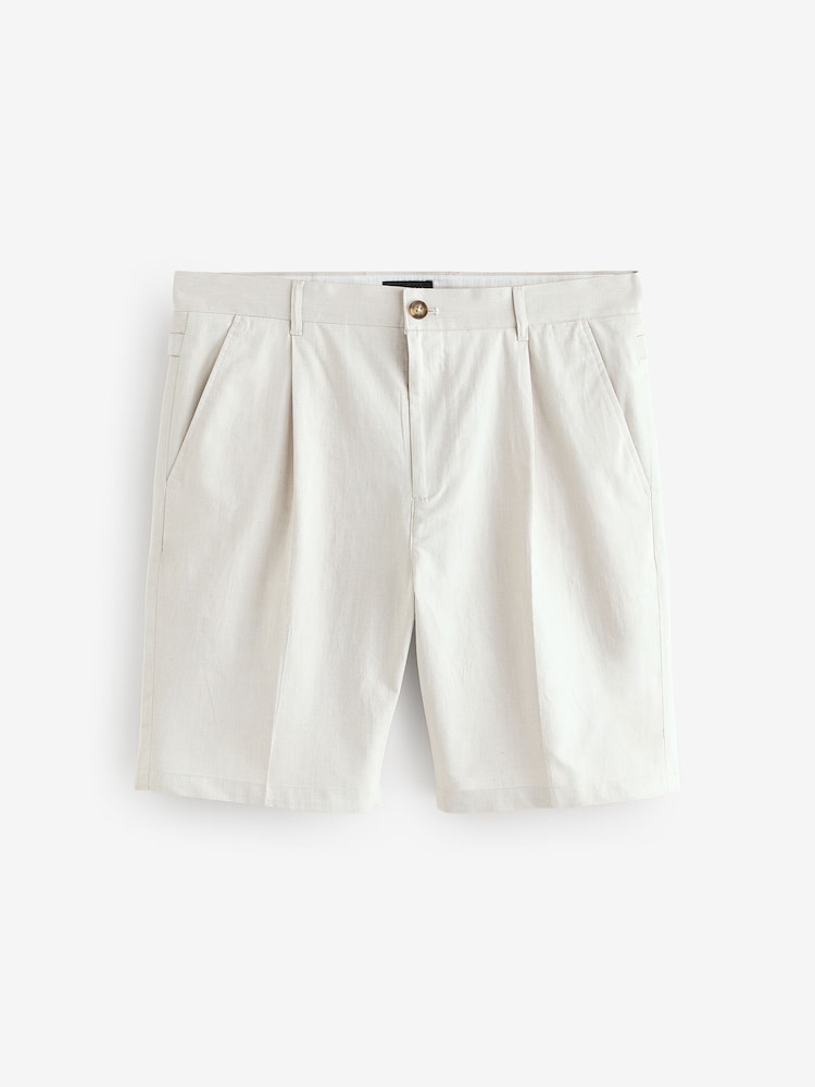 Ted Baker Cream Murley Cotton Linen Pleated Shorts - Image 1 of 5
