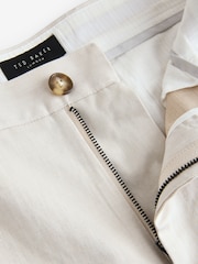 Ted Baker Cream Murley Cotton Linen Pleated Shorts - Image 4 of 5