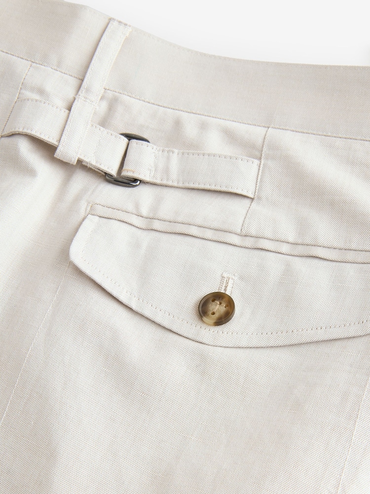 Ted Baker Cream Murley Cotton Linen Pleated Shorts - Image 5 of 5