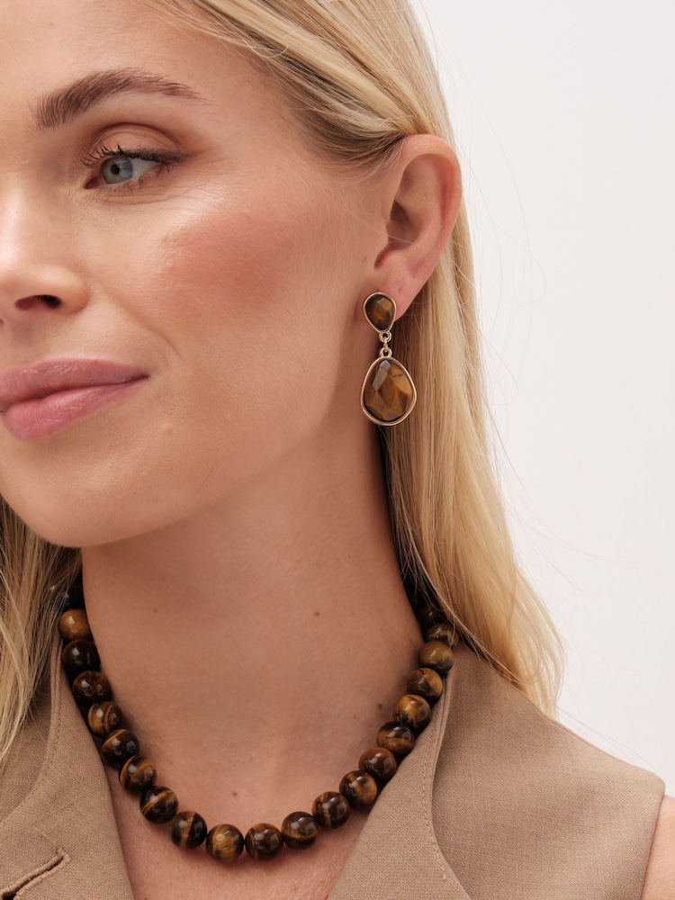 Jon Richard Gold Tone Tigers Eye Necklace - Image 4 of 4