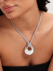 Jon Richard Silver Tone Cord And Polished Pendant - Image 1 of 2