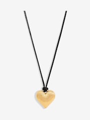 Jon Richard Gold Tone Cord And Ridge Heart Pendant - Image 1 of 3
