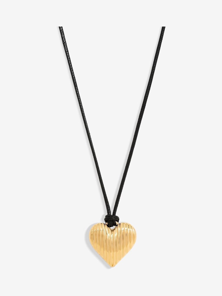 Jon Richard Gold Tone Cord And Ridge Heart Pendant - Image 1 of 3