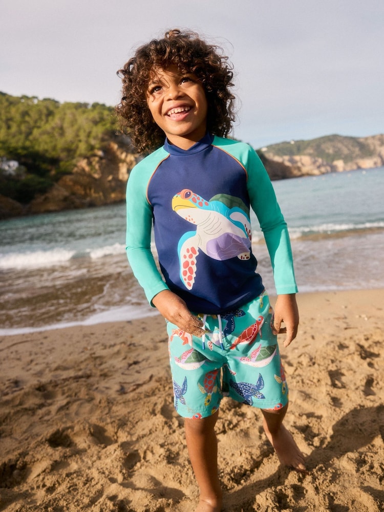 Boden Blue Sun Safe Fun Rash Vest - Image 1 of 4