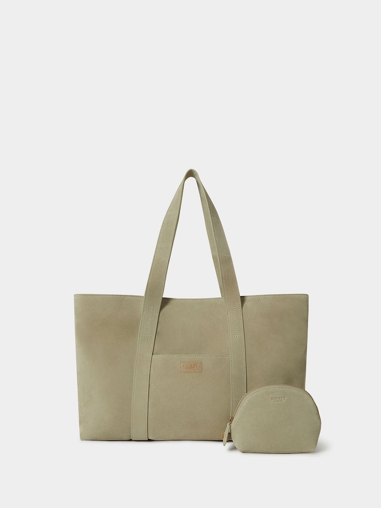 Osprey London Grey The Large Suede Shopper Bag - Image 1 of 5