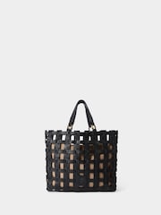 Osprey London The Ophelia Medium Leather Cage Tote Black Bag - Image 1 of 5