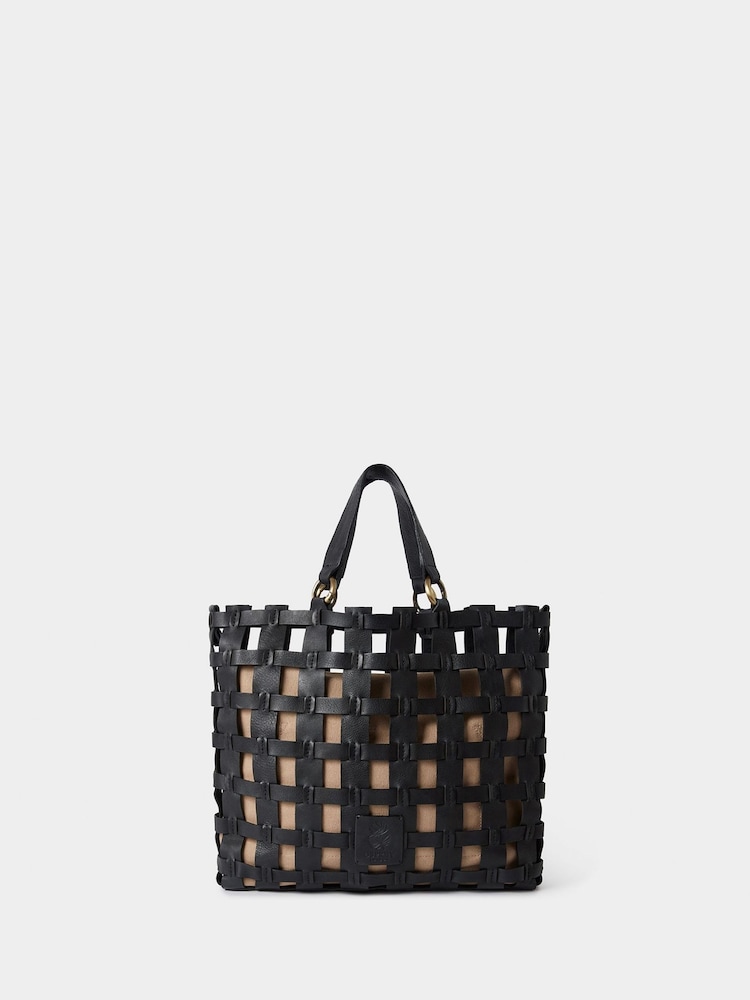 Osprey London The Ophelia Medium Leather Cage Tote Black Bag - Image 1 of 5