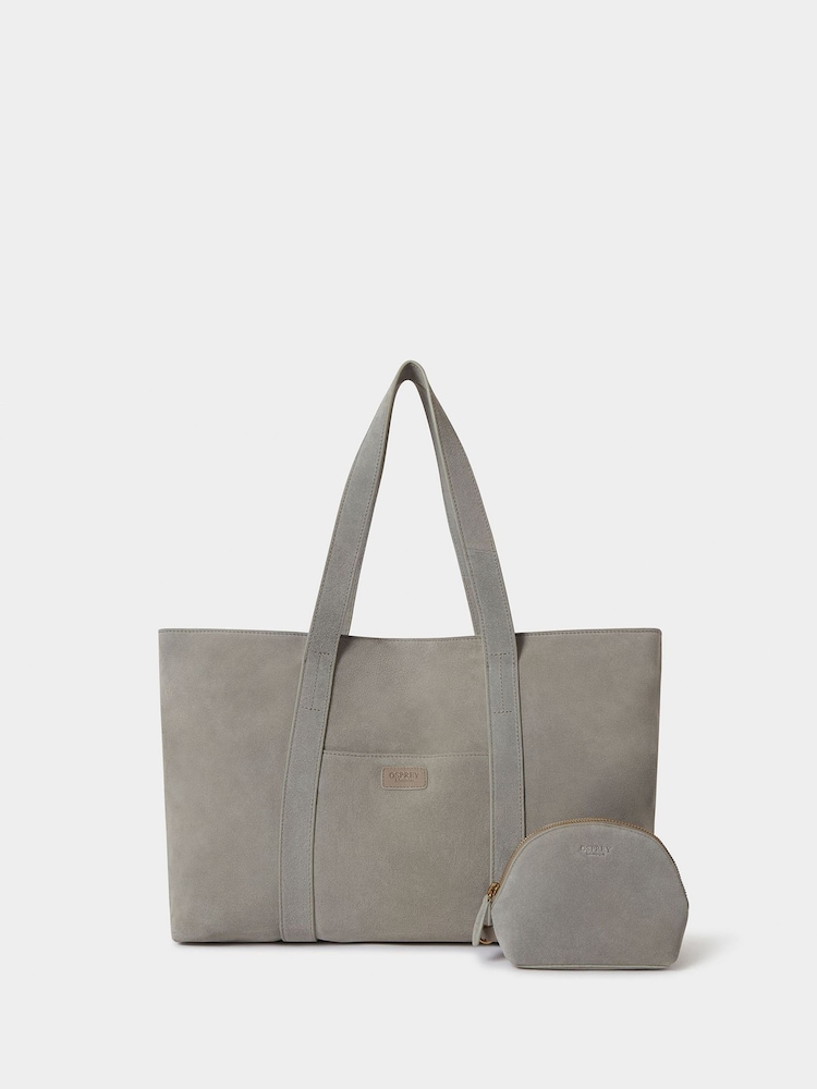 Osprey London Grey The Large Suede Shopper Bag - Image 1 of 5